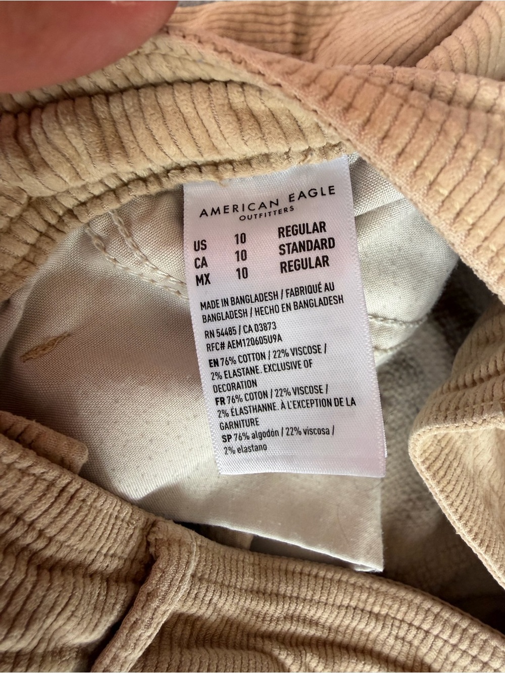American Eagle high rise wide leg corduroy pants, size 10 - Picture 3 of 6